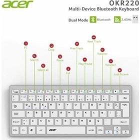 Acer OKR220 Beyaz Multidevice Dual Mode 2.4 GHz Bluetooth Klavye