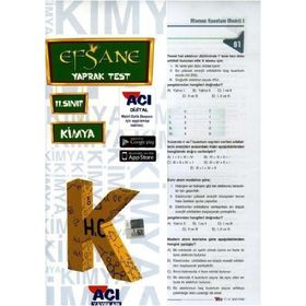 Açı Yayınları 11. Sınıf Kimya Efsane Yaprak Test
