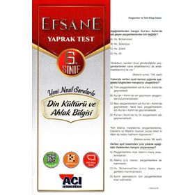 Açı Yayınları 6.Sınıf Din Kültürü Ve Ahlak Bilgisi Efsane Yaprak Test