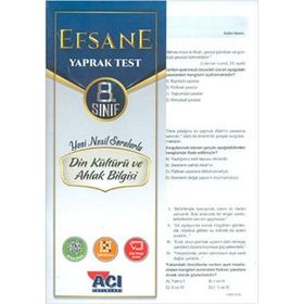 Açı Yayınları 8.Sınıf Din Kültürü ve Ahlak Bilgisi Efsane Çek Kopar Yaprak Test