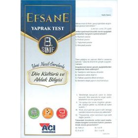 Açı Yayınları 8.Sınıf Din Kültürü ve Ahlak Bilgisi Efsane Çek Kopar Yaprak Test