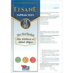 Açı Yayınları 8.Sınıf Din Kültürü ve Ahlak Bilgisi Efsane Çek Kopar Yaprak Test