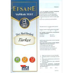 Açı Yayınları 8.Sınıf Türkçe Efsane Çek Kopar Yaprak Test
