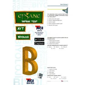Açı Yayınları AYT Biyoloji Efsane Çek Kopart Yaprak Test
