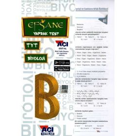Açı Yayınları TYT Biyoloji Efsane Yaprak Test