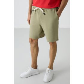 Açık Çağla Pamuklu Kalın Yumuşak Dokulu Comfort Fit Basic Erkek Şort