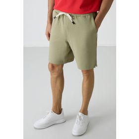 Açık Çağla Pamuklu Kalın Yumuşak Dokulu Comfort Fit Basic Erkek Şort