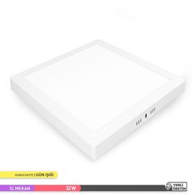 ACK 32 W 3000k Beyaz Gövde Günışığı Sıva Üstü Kare Led Panel Armatür