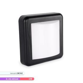 ACK 4W Led Duvar Apliği 6500K Beyaz Işık Siyah Kasa Dekoratif Duvar Armatür