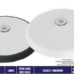 ACK AC17-00131 6500K Beyaz 18W Siyah Kasa Sensörlü Led Tavan Armatürü