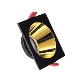 ACK AH03-07011 Gold Reflektörlü Siyah Kare Spot Kasası