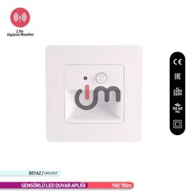 ACK AH07-00430 1 Watt Beyaz Kasa Sensörlü 6500K Merdiven Armatürü