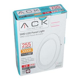 ACK AP01-00300 220 VAC 3 W Beyaz Kasa 3.000K Gün Işığı Sıva Altı Led Panel