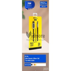 ACL 60D PD 3A Çinko Alaşımlı Silikon Telli 1.2 mt Mikro USB Kablo