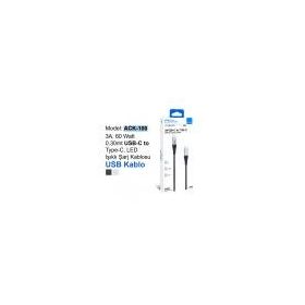 ACL ACK-100 3A 60 W 0.30 mt USB-C to Type-C Led Işıklı USB Uyumlu Şarj Kablosu