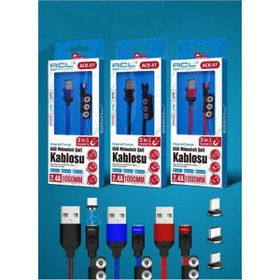 ACL ACK-57 Mıknatıslı Lightning Type-C Mikro Usb Kablo