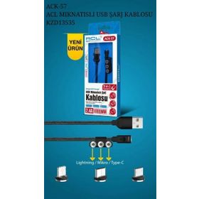 ACL ACK-57 Mıknatıslı Lightning Type-C Mikro Usb Kablo