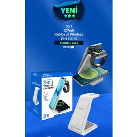 ACL AW1 20 Watt iPhone Watch ve Android 3in1 Kablosuz Wireless Şarjlı Standı