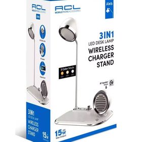 ACL AW6 3'ü 1 Arada Kablosuz Şarj Masa Lamba Gümüş Bluetooth Hoparlör