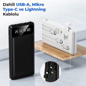 ACL PW-82 10.000 mAh Çoklu Şarj Kablolu Hızlı Siyah Powerbank