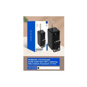 ACL Pw-94 80.000 mAh 22.5W Lcd 1Xmicro 2Xtyp-C 4Xusb Port Siyah Powerbank