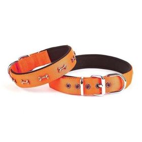 Actirex 2.5x57 cm Orange Medium Neon Yumuşak Doku Kemik Desenli Köpek Boyun Tasma