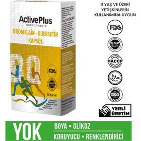 ActivePlus Bromelain Kuersetin İçeren 30 Kapsül Takviye Edici Gıda