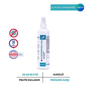 Actodermanol Plus %89 V/V Etanol 250 ml El ve Cilt Antiseptiği