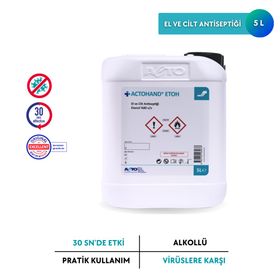 Actohand Etoh 5 lt Etanol %80 V/V El ve Cilt Antiseptiği