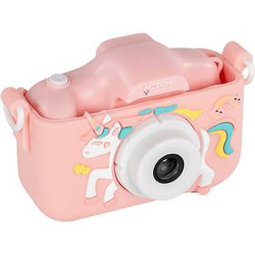 Acton Full HD Dijital Çocuk Fotoğraf Makinesi Pembe - Unicorn Silikon Kılıflı