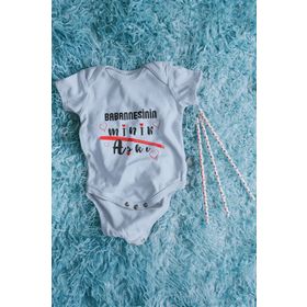 Ada Bebek 10056 Babannesinin Minik Aşkı Yazılı Baskılı Beyaz Bebek Çıtçıtlı Body