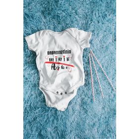 Ada Bebek 10056 Babannesinin Minik Aşkı Yazılı Baskılı Beyaz Bebek Çıtçıtlı Body