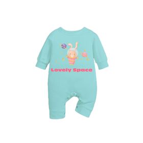 Ada Bebek 22299 Astronot Tavşan Baskılı Tarz Çok Renkli Kız Bebek Tulum