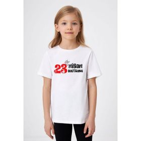 Ada Bebek 23 Nisan Bayramı Yazılı Baskılı Beyaz Kız Çocuk T-shirt