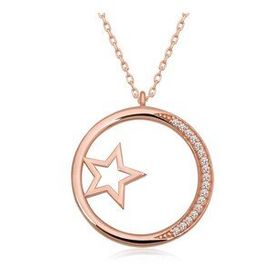 Adal Silver Rose Yıldız Detaylı Halka Kadın Gümüş Kolye