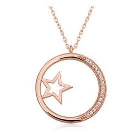 Adal Silver Rose Yıldız Detaylı Halka Kadın Gümüş Kolye