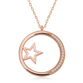 Adal Silver Rose Yıldız Detaylı Halka Kadın Gümüş Kolye