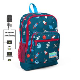 Adalinhome Coral High Kids USB+AUX Soketli Desenli Dört Bölmeli Okul Sırt Çantası