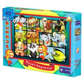 Adam Games 40 Parça Puzzle Neşeli Hayvanlar