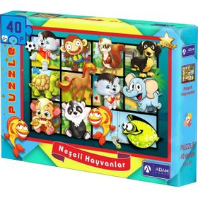 Adam Games 40 Parça Puzzle Neşeli Hayvanlar