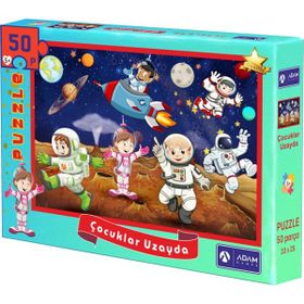 Adam Games 50 Parça Puzzle Çocuklar Uzayda