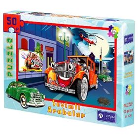 Adam Games 50 Parça Puzzle Sevimli Arabalar