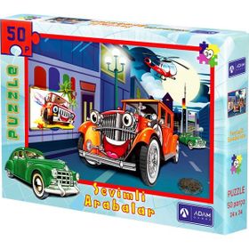 Adam Games 50 Parça Puzzle Sevimli Arabalar