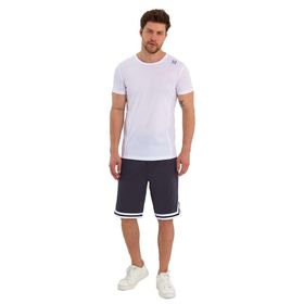 Adams Erkek Polyester Beyaz Füme Şeritli Basketbol Şort