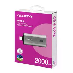 Adata SC750 2000 GB USB 3.2 Gen2 Type-C Harici Disk Taşınabilir SSD