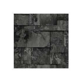 Adawall 23106-5 Roka Serisi Koyu Gri Siyah Geometrik Taş Desen Duvar Kağıdı