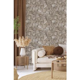Adawall 23114-1 Roka Serisi Açık Krem Modern Taş Desen Duvar Kağıdı