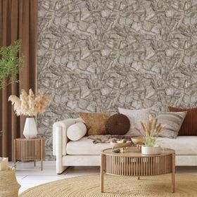 Adawall 23114-1 Roka Serisi Açık Krem Modern Taş Desen Duvar Kağıdı