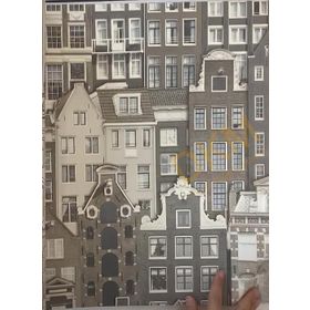 Adawall 23115-2 Roka Serisi Gri Modern Amsterdam Evleri Desen Duvar Kağıdı