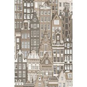 Adawall 23115-2 Roka Serisi Gri Modern Amsterdam Evleri Desen Duvar Kağıdı